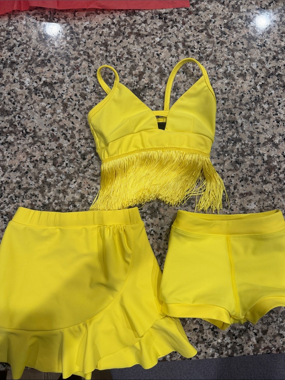 Yellow Fringe Bralette Set - Girls oh lala 3 pieces CXS
